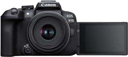 Canon EOS R10 spiegelloze camera + RF-S 18-45 mm F4.5-6.3 is STM-lens (hybride camera, DSLR-upgrade, 15 B/s, 4K-video's, Dual Pixel CMOS AF II Focus System, WiFi), zwart